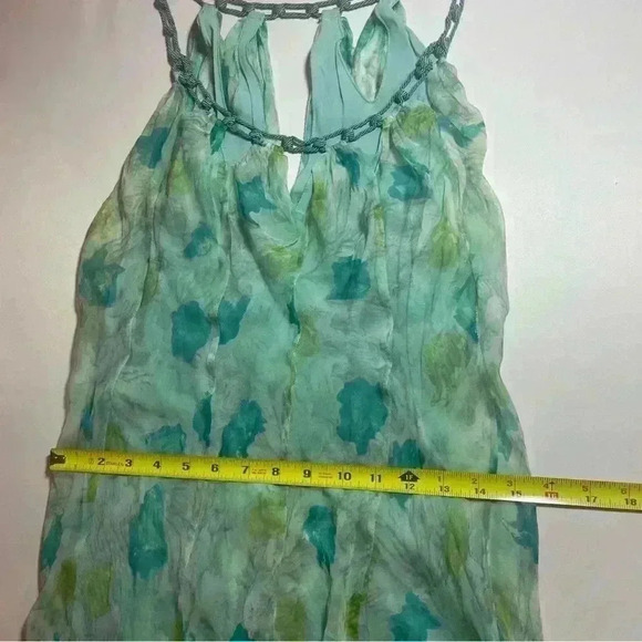 90s y2k Slip Dress Ruffle 44 10 Chiffon Cutout Floral Cocktail ALBERTA FERRETTI - Picture 5 of 14